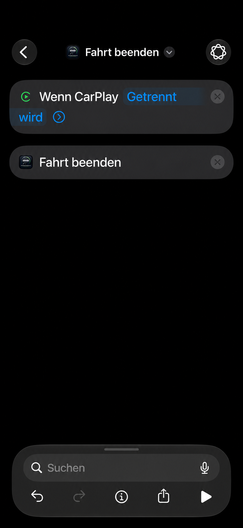 Fertige Automation: Wenn CarPlay getrennt wird, Fahrt beenden