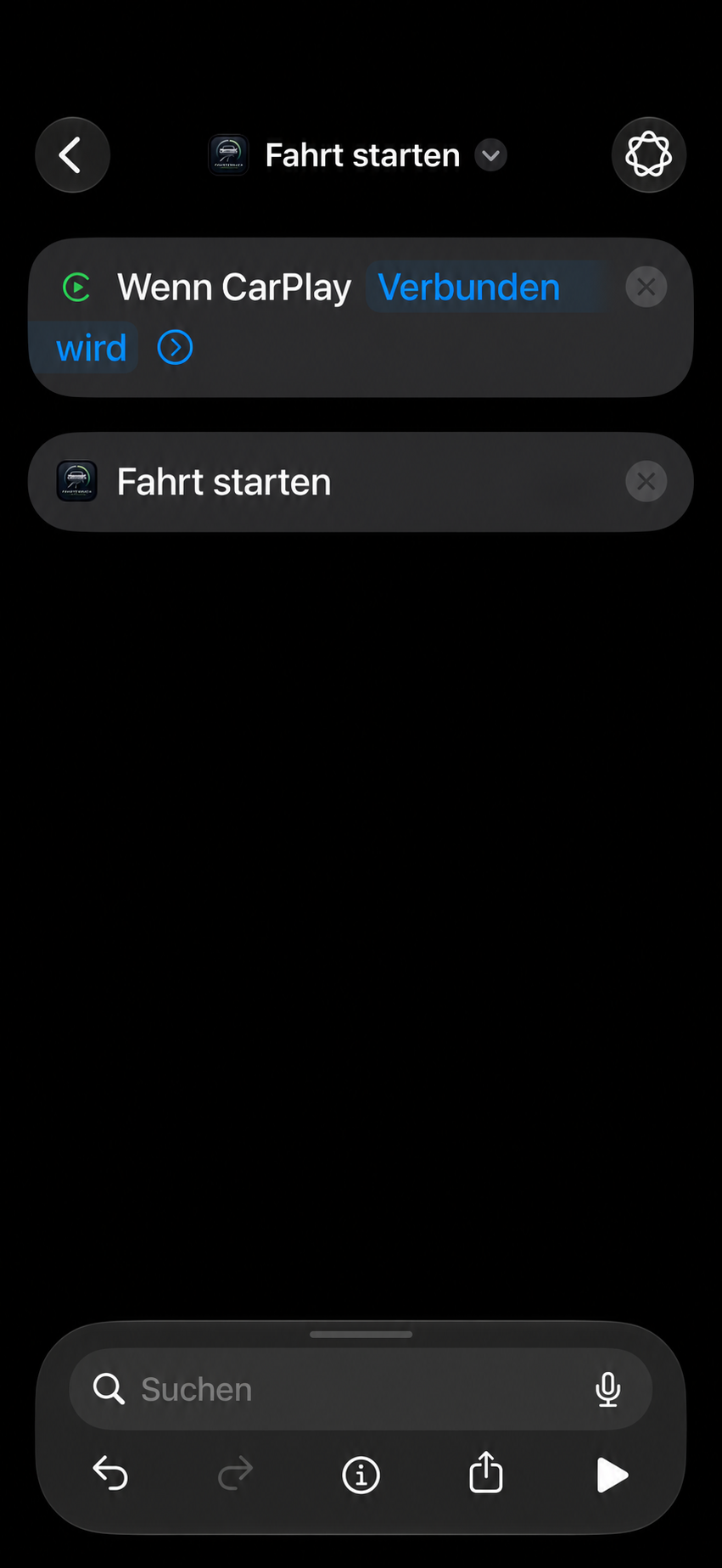 Fertige Automation: Wenn CarPlay verbunden wird, Fahrt starten